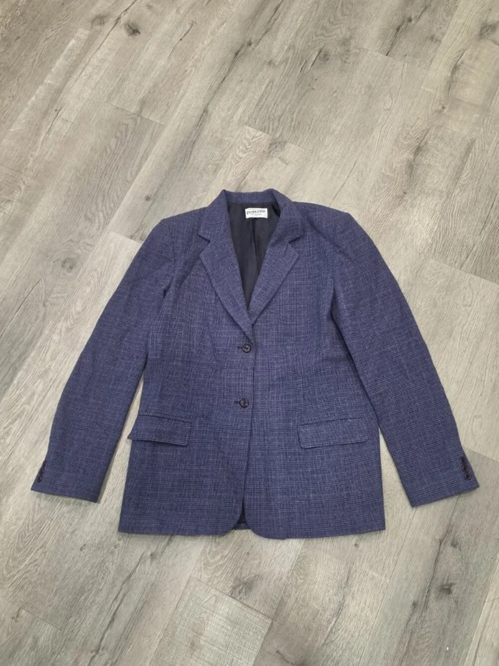 Pendleton Womens Tall Blue Plaid Virgin Wool Blazer Jacket Size 10